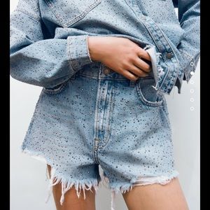 Zara ZW the rhinestone cut off shorts